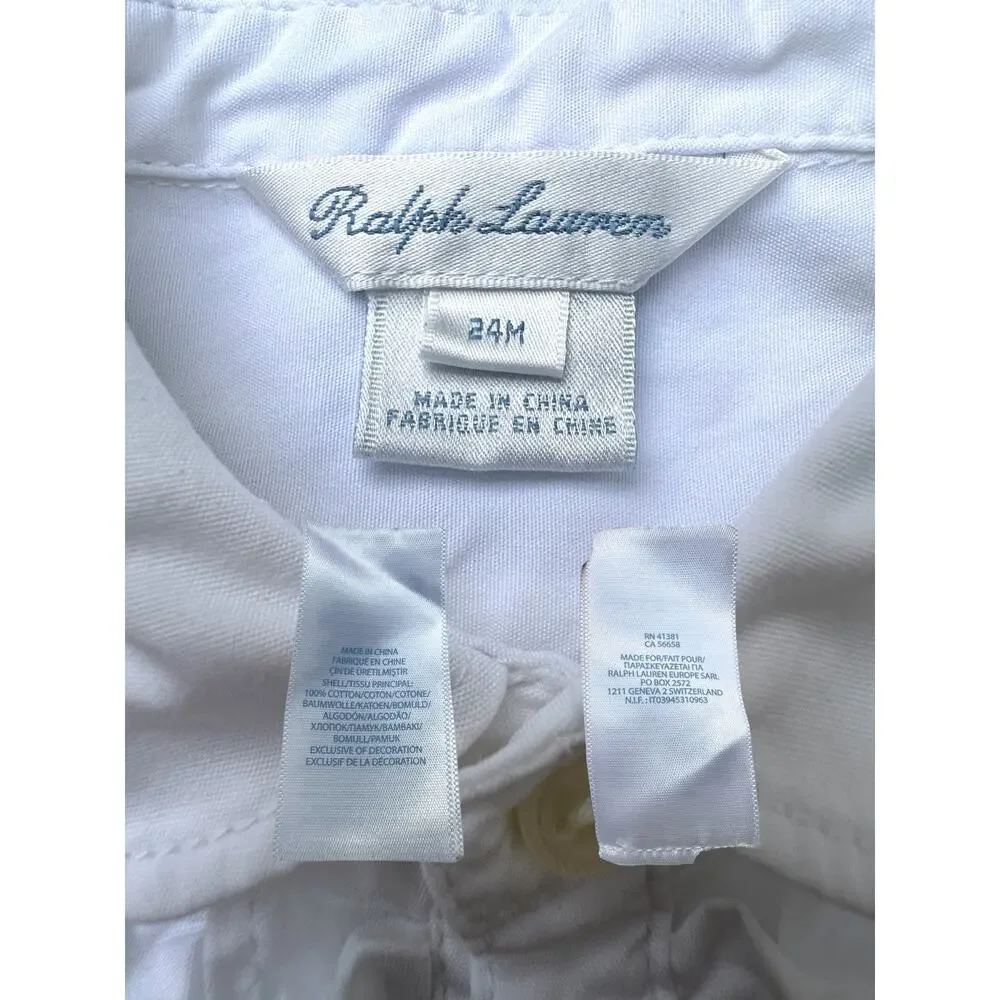 Ralph Lauren Ruffled Ballon Sleeve Blouse, Baby Size 24mo, White